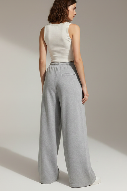 Pantalon Chinois Gris Ample Fluide Décontracté Femme - Molleton - vue 2