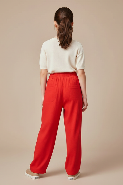 Pantalon Chinois Fille Rouge Ample - Maille - vue 2