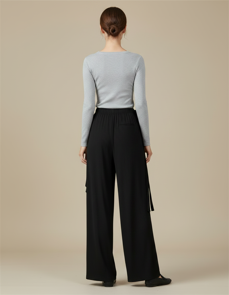 Pantalon Chinois Noir Fluide Ample Moderne Danse - Maille - vue 2