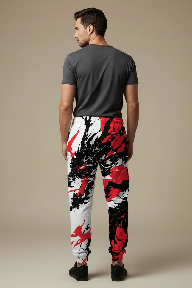 Pantalon Chinois Jogging Dragon Rouge Noir Urbain - Multicolore Molleton - vue 2