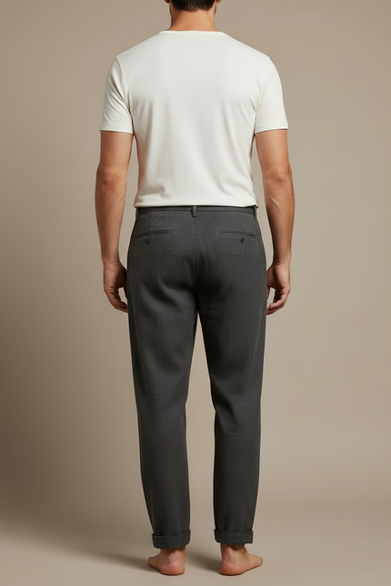 Pantalon Chinois Gris Décontracté Ample Homme Coton - vue 2