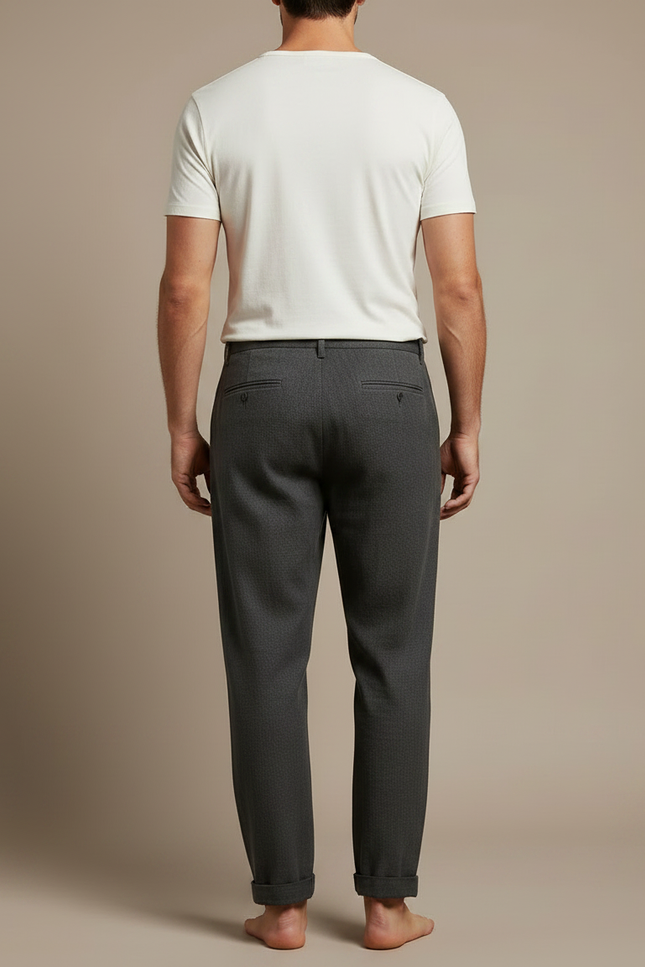 Pantalon Chinois Gris Décontracté Ample Homme Coton - vue 2