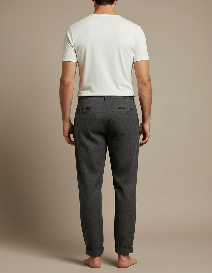 Pantalon Chinois Gris Décontracté Ample Homme Coton - vue 2