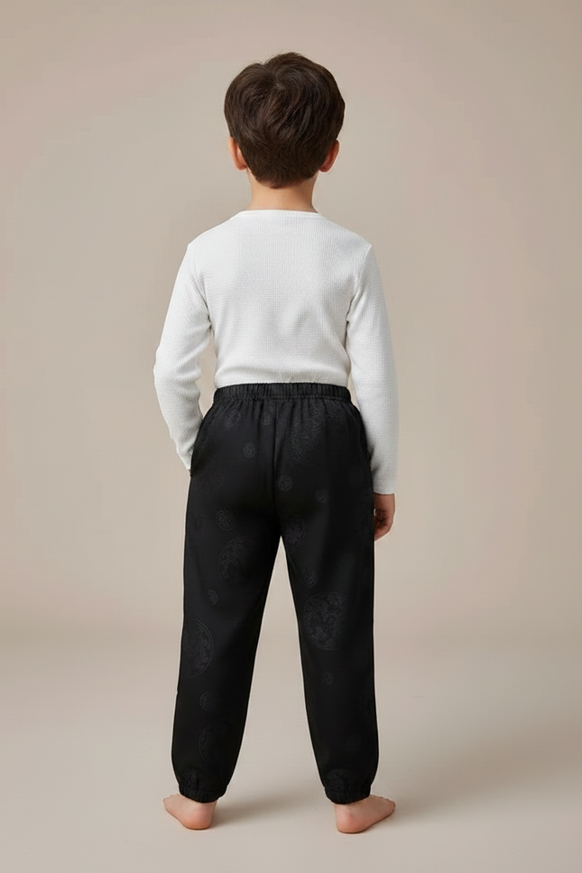 Pantalon Chinois Noir Jacquard Ample Traditionnel Enfant - Satin - vue 2