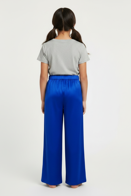 Pantalon Chinois Bleu Royal Satin Fluide Ample - vue 2