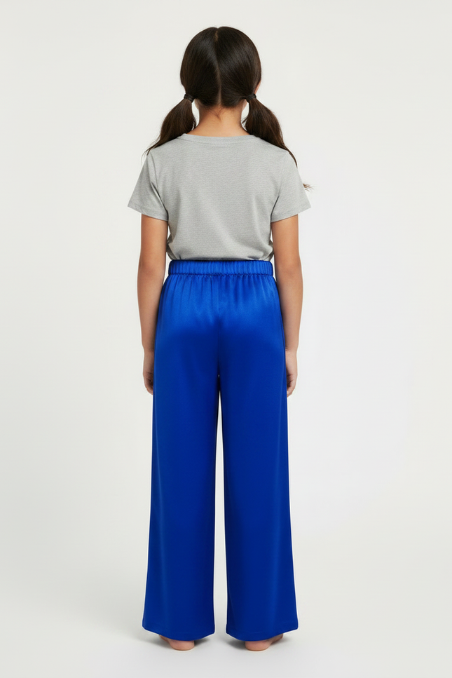 Pantalon Chinois Bleu Royal Satin Fluide Ample - vue 2