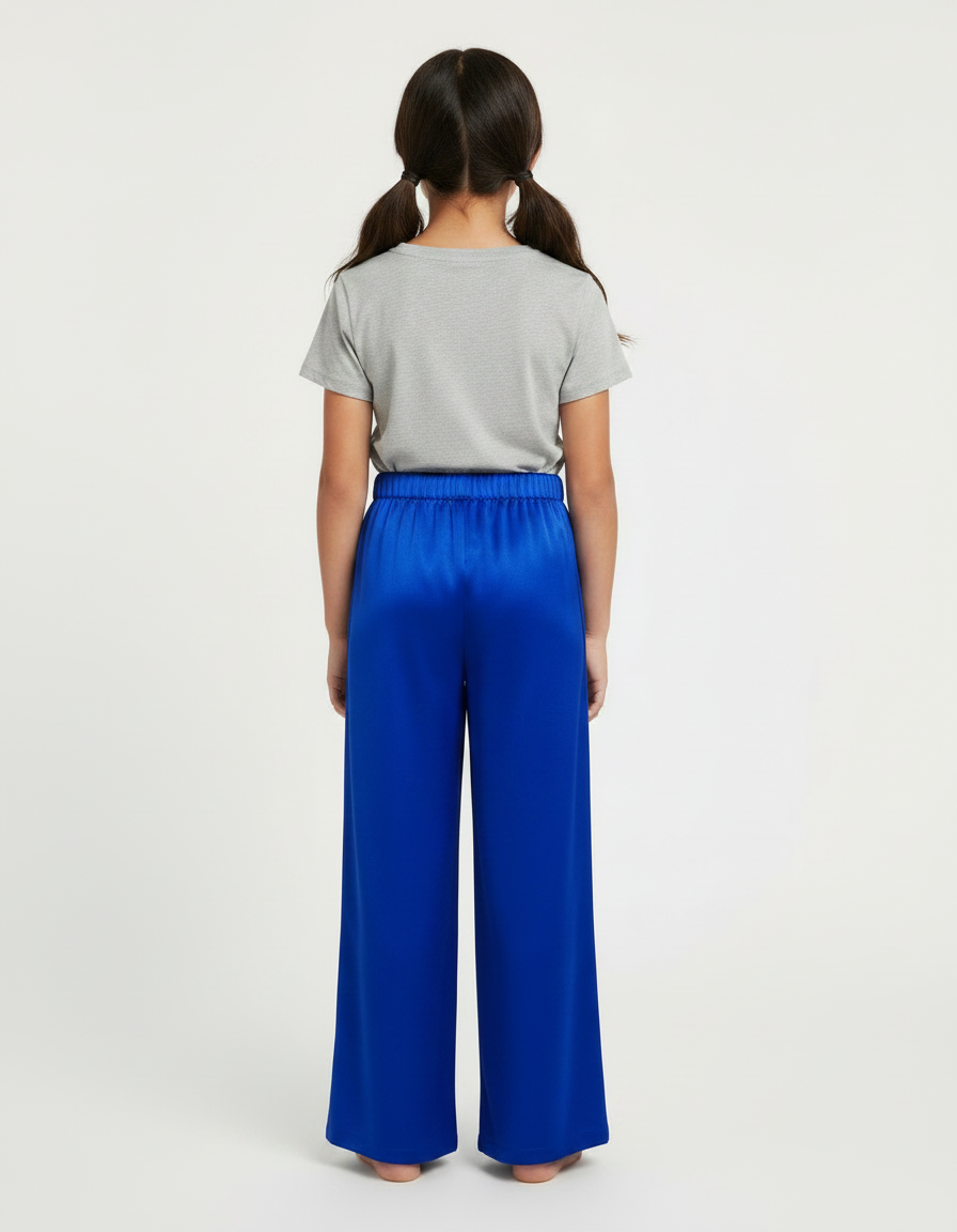 Pantalon Chinois Bleu Royal Satin Fluide Ample - vue 2