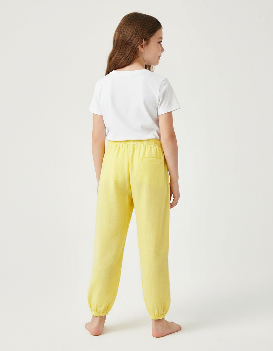 Pantalon Chinois Jaune Ample Coton Enfant Léger - vue 2