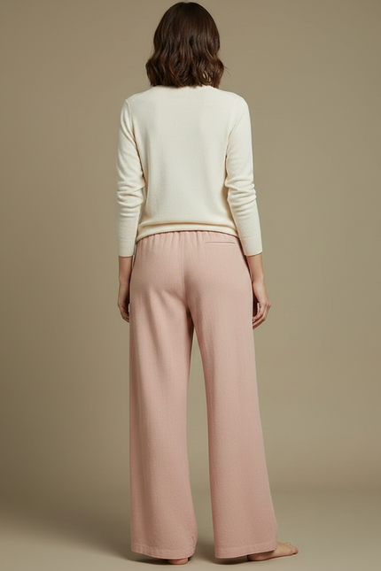 Pantalon Chinois Rose Ample Lin Coton Fluide - vue 2