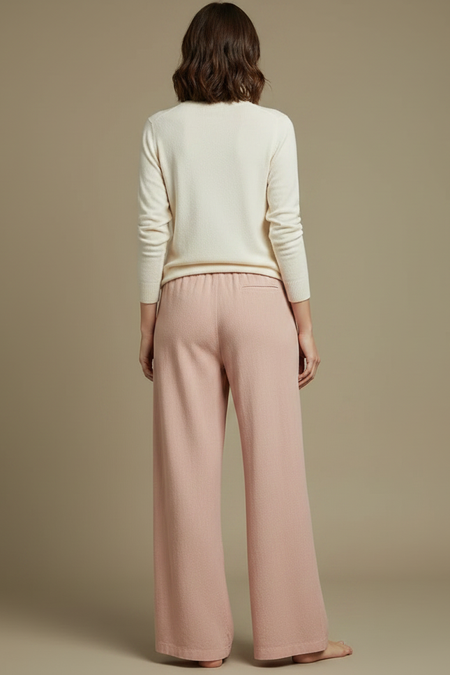 Pantalon Chinois Rose Ample Lin Coton Fluide - vue 2