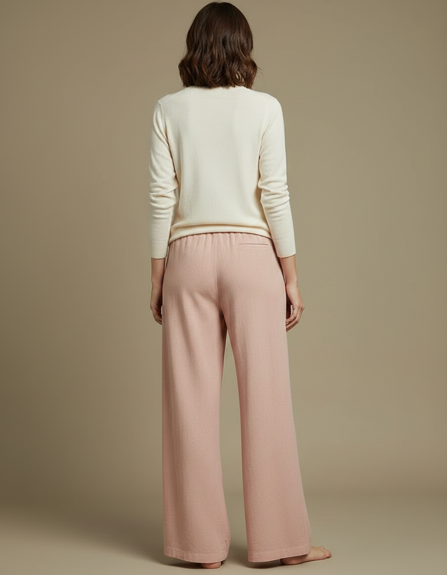 Pantalon Chinois Rose Ample Lin Coton Fluide - vue 2
