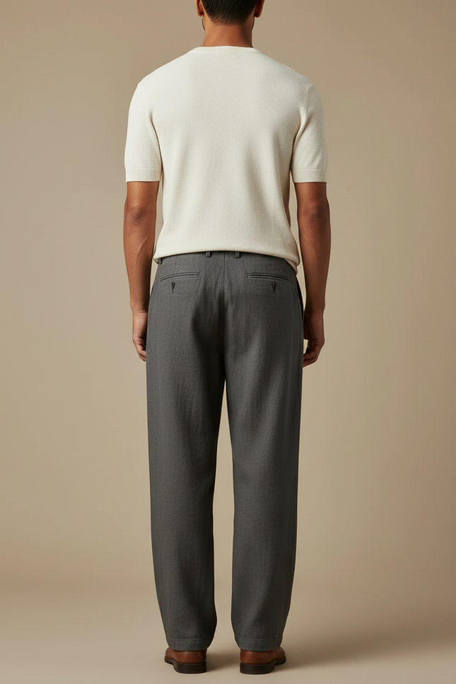 Pantalon Chinois Gris Décontracté Ample Homme Droit Simple - Laine - vue 2