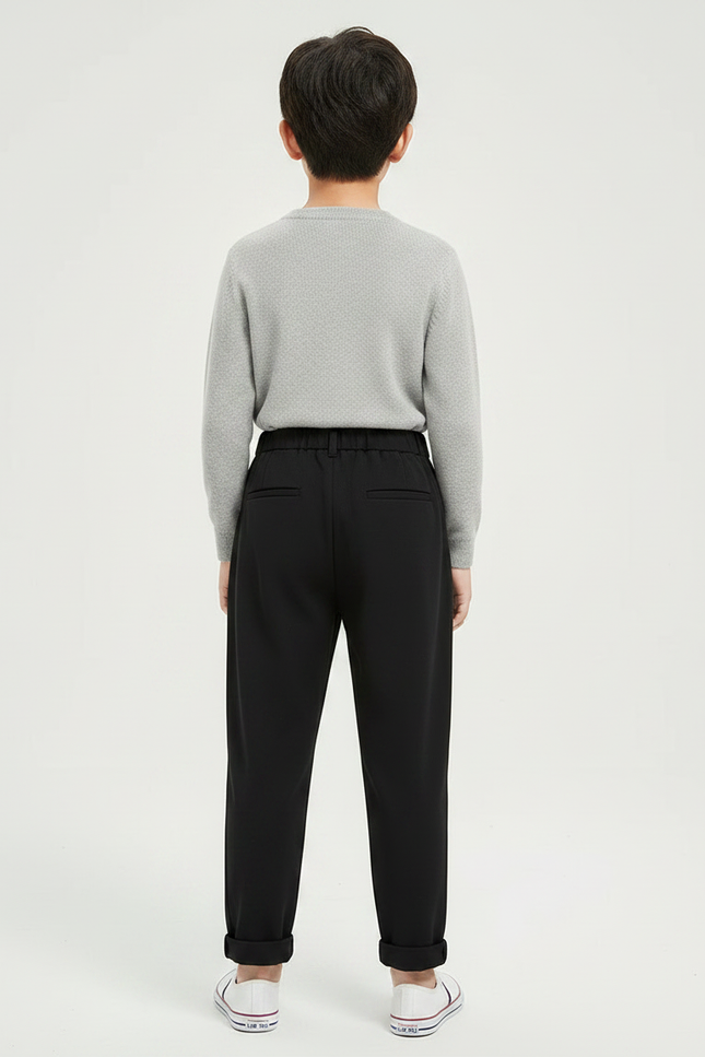 Pantalon Chinois Noir Plissé Décontracté Garçon Coton - Gabardine - vue 2
