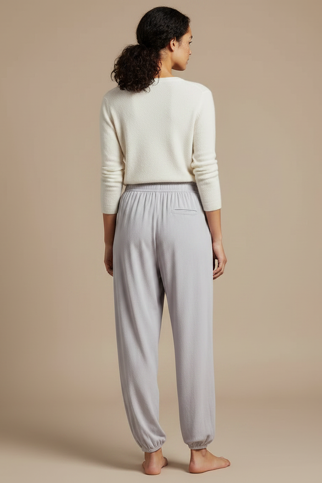 Pantalon Chinois Gris Fluide Ample Décontracté Femme - Maille - vue 2