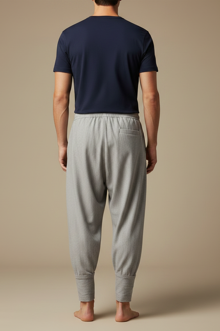Pantalon Chinois Gris Ample Coton Confortable Homme - vue 2