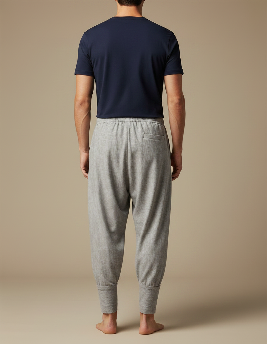 Pantalon Chinois Gris Ample Coton Confortable Homme - vue 2