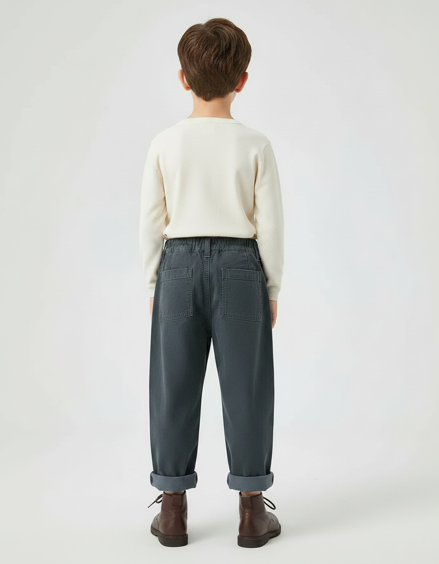 Pantalon Chinois Gris Décontracté Ample Enfant Coton - vue 2