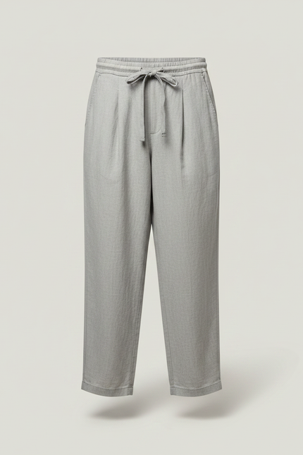Pantalon Chinois Coton Lin Ample Droit Gris - vue 3