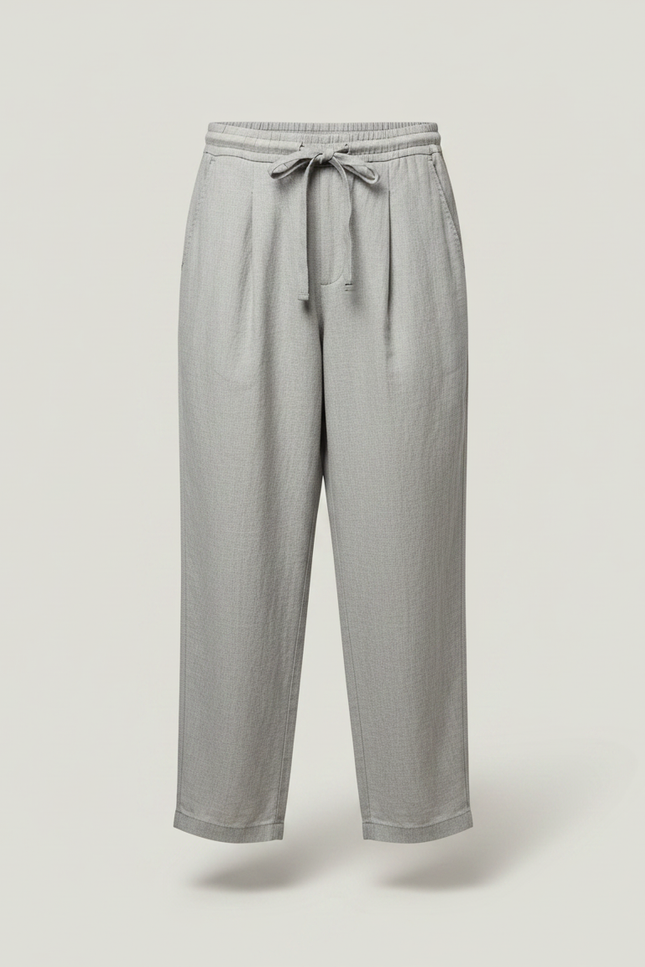 Pantalon Chinois Coton Lin Ample Droit Gris - vue 3