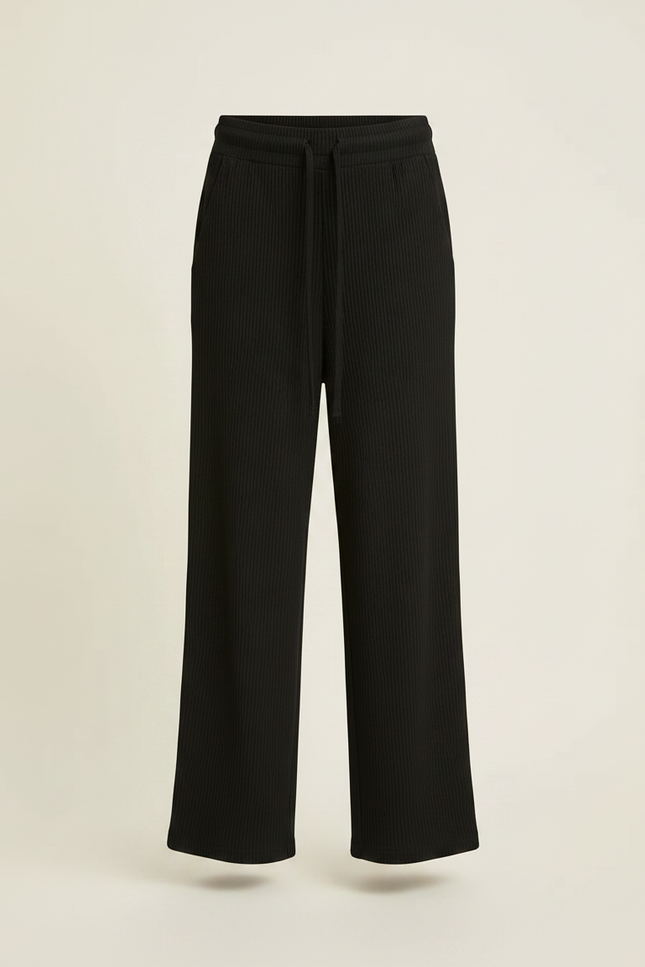 Pantalon Chinois Noir Côtelé Ample Fille Confortable - Maille - vue 3
