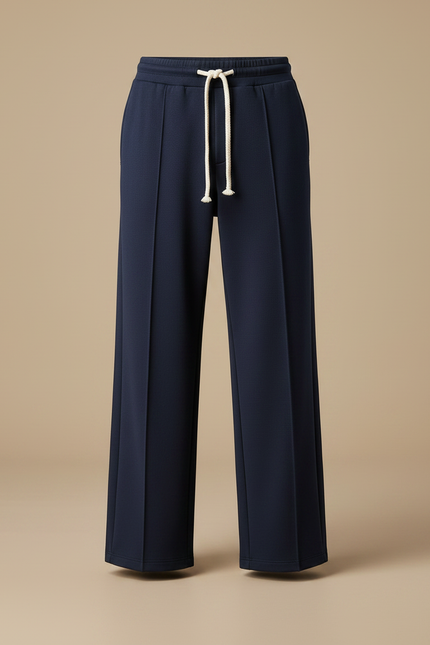 Pantalon Chinois Bleu Marine Droit Ample Cordon Homme - Gabardine - vue 3