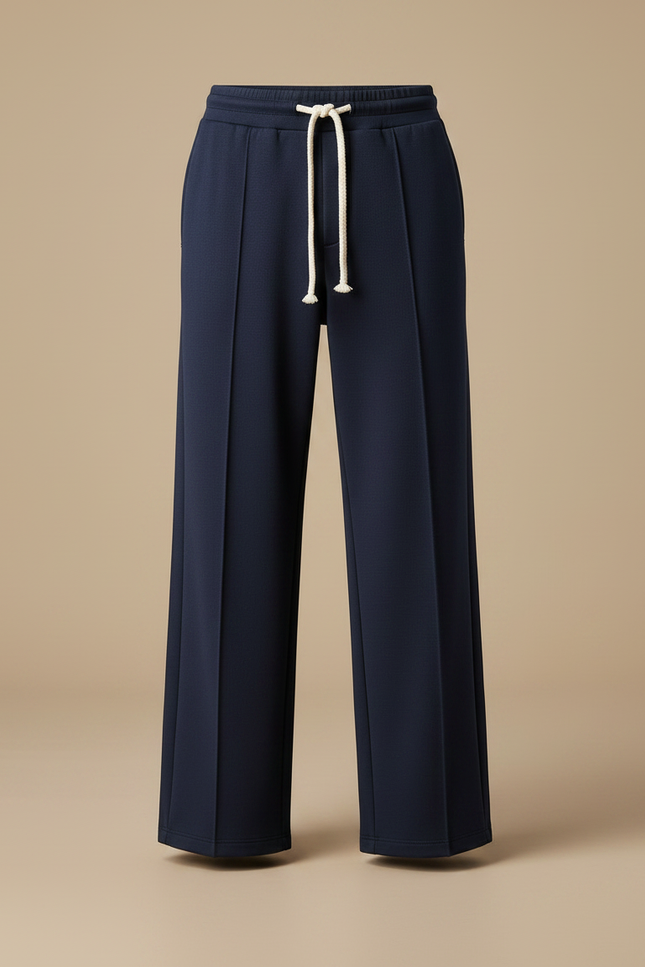Pantalon Chinois Bleu Marine Droit Ample Cordon Homme - Gabardine - vue 3
