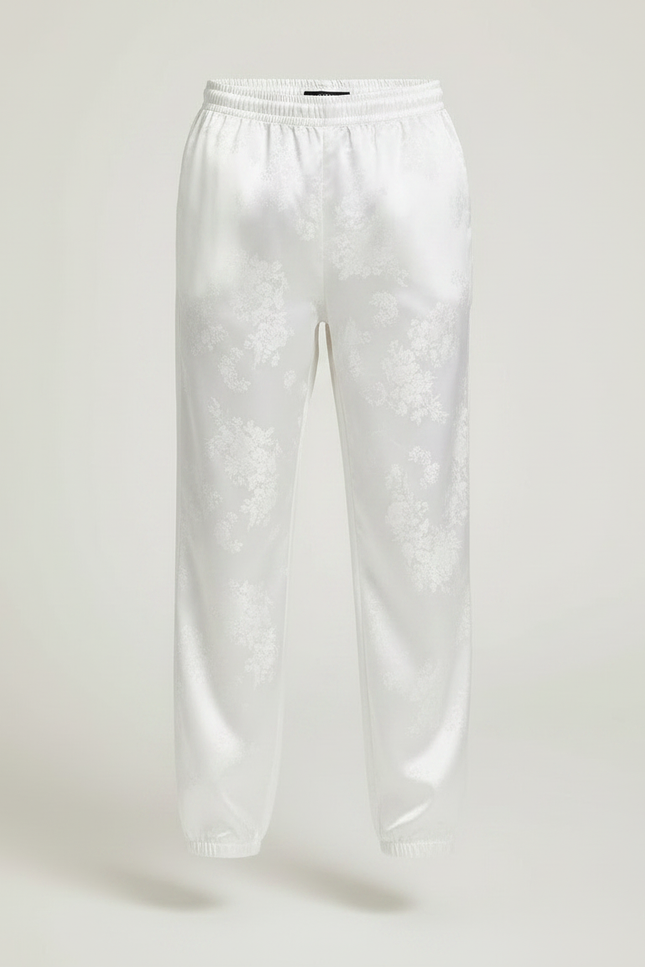 Pantalon Chinois Blanc Satiné Ample Fleuri Enfant - vue 3