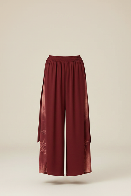 Pantalon Chinois Bordeaux Imprimé Ample Fluide Fille - Viscose - vue 3