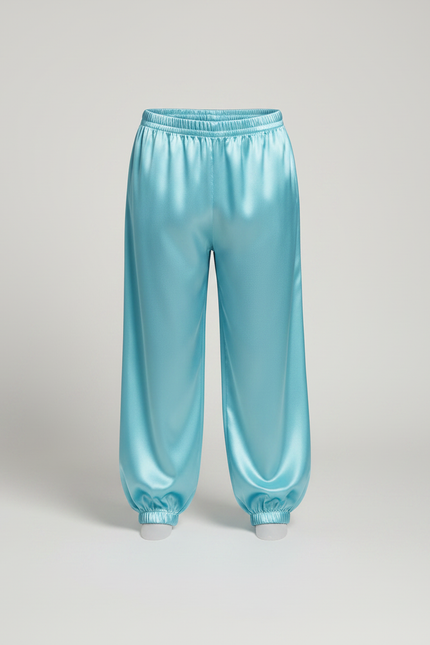 Pantalon Chinois Bleu Satiné Ample Élastique Enfant - vue 3