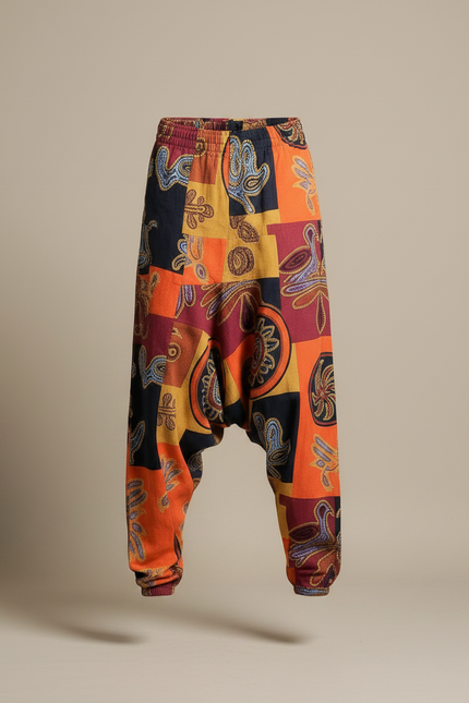 Pantalon Chinois Harem Imprimé Ethnique Ample Homme - Multicolore Coton - vue 3
