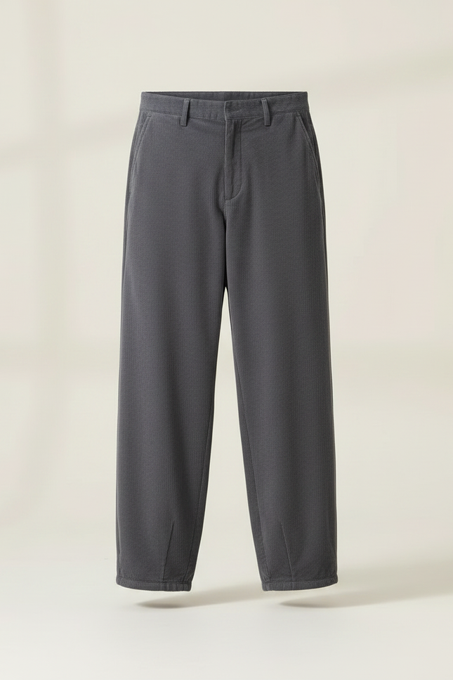 Pantalon Chinois Gris Ample Côtelé Décontracté Homme - Cordé - vue 3