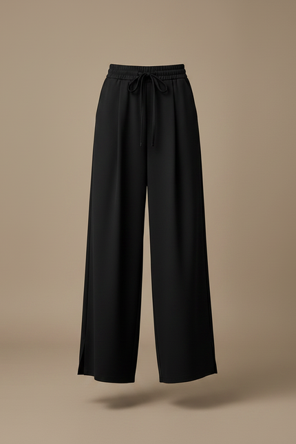 Pantalon Chinois Noir Ample Fluide Élégant - Polyester - vue 3