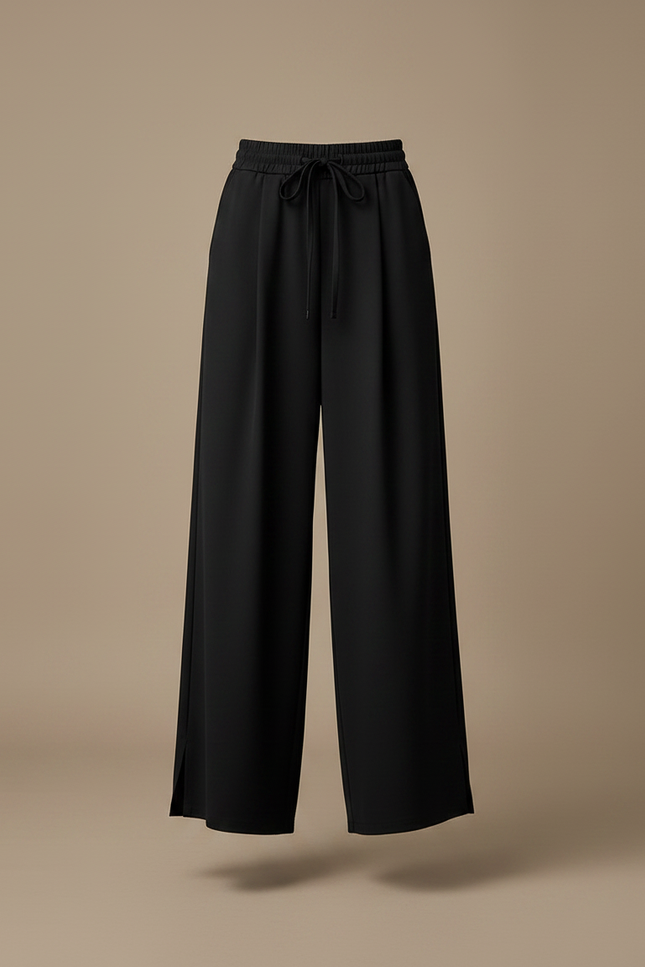 Pantalon Chinois Noir Ample Fluide Élégant - Polyester - vue 3