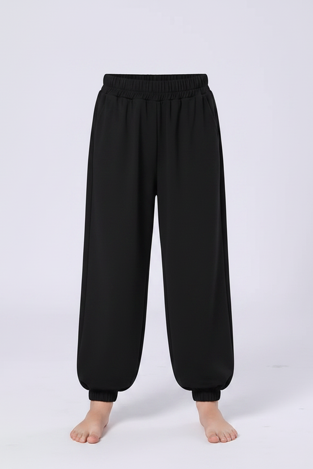 Pantalon Chinois Noir Ample Brodé Fille - Molleton - vue 3