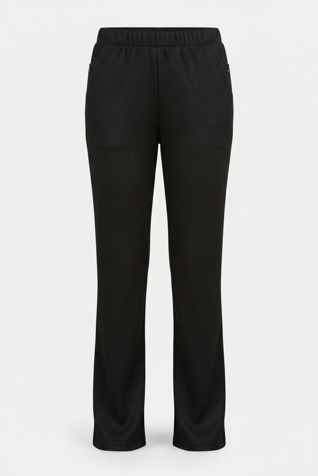 Pantalon Chinois Noir Côtelé Élastique Fille Élégant - Cordé - vue 3