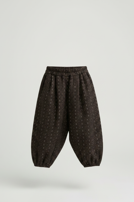 Pantalon Chinois Harem Marron Imprimé Floral Enfant Hiver - Tweed - vue 3