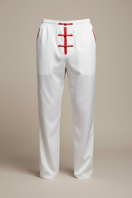 Pantalon Chinois Blanc Style Tai Chi Homme - Satin - vue 3