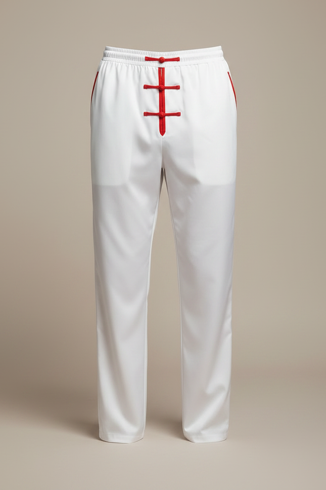 Pantalon Chinois Blanc Style Tai Chi Homme - Satin - vue 3