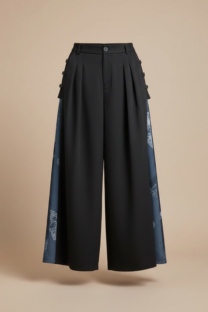 Pantalon Chinois Femme Noir Large Moderne - Polyester - vue 3