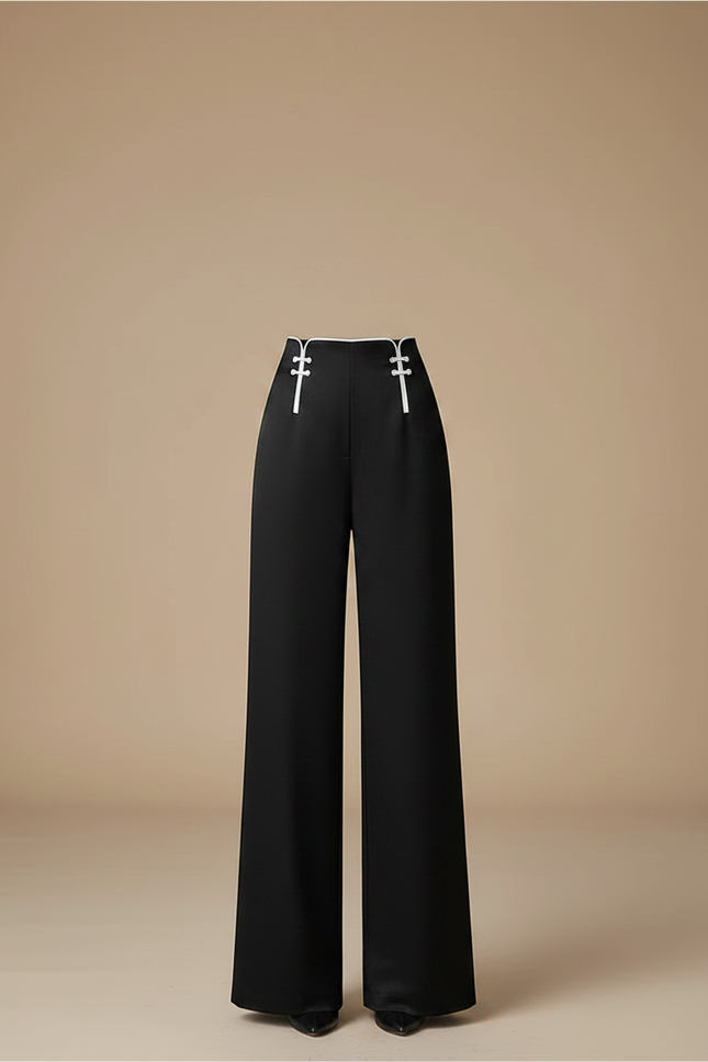 Pantalon Chinois Femme Noir Large - Satin - vue 3