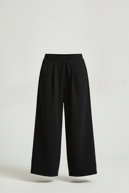Pantalon Chinois Noir Ample Élastique Confortable Décontracté - Molleton - vue 3