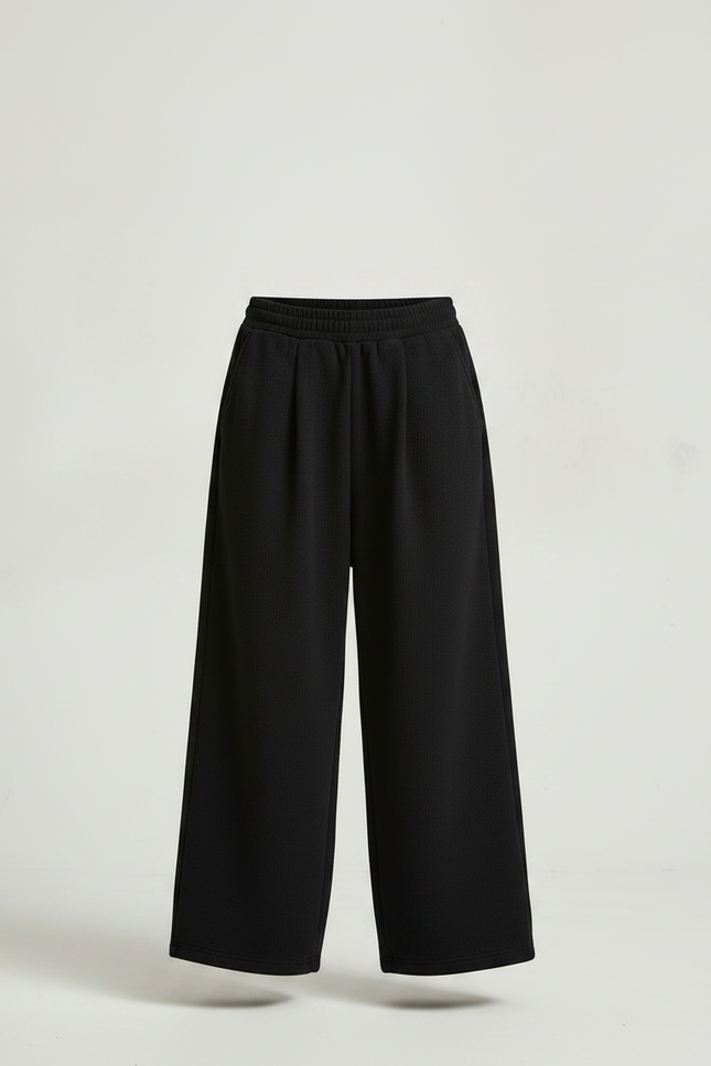 Pantalon Chinois Noir Ample Élastique Confortable Décontracté - Molleton - vue 3