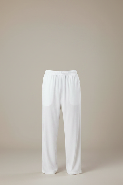 Pantalon Chinois Blanc Ample Coton Lin Décontracté - vue 3