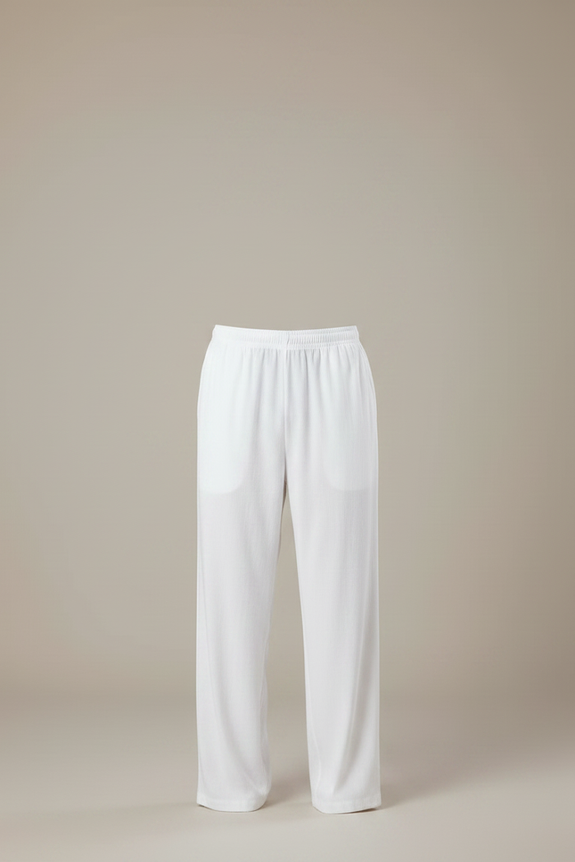 Pantalon Chinois Blanc Ample Coton Lin Décontracté - vue 3