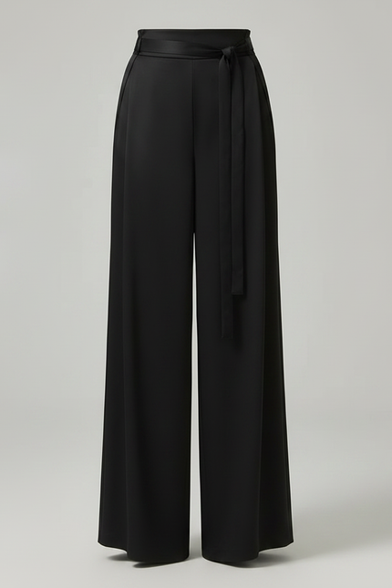 Pantalon Chinois Noir Ample Satiné Fluide Élégant - vue 3