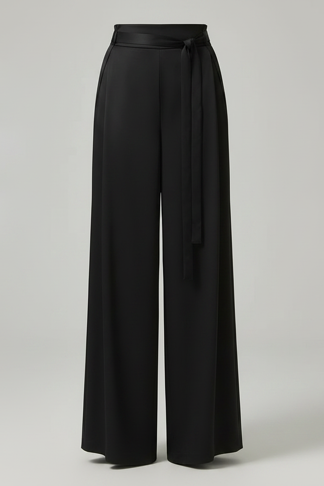 Pantalon Chinois Noir Ample Satiné Fluide Élégant - vue 3
