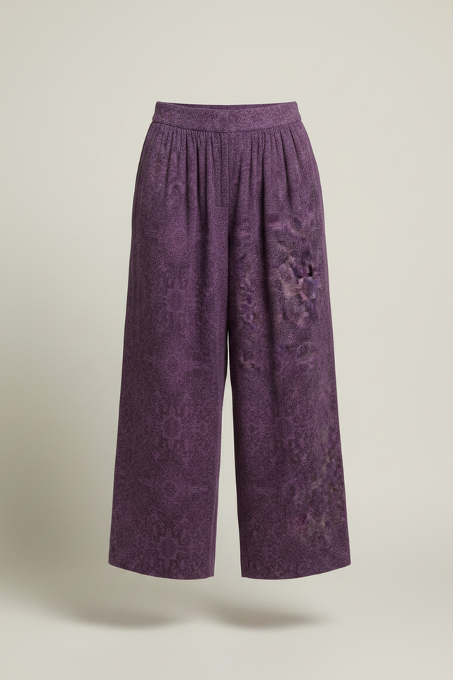 Pantalon Chinois Violet Ample Texturé Fluide Élégant - Maille - vue 3