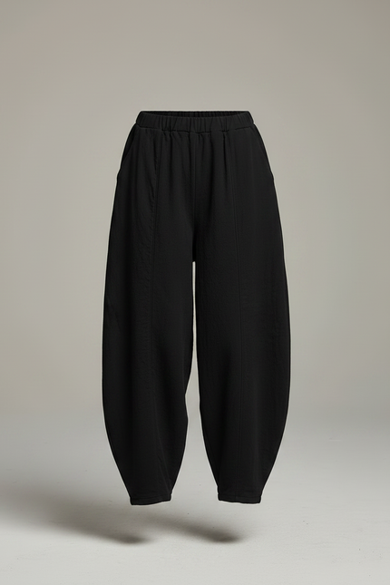 Pantalon Chinois Noir Ample Coton Lantern Femme - vue 3