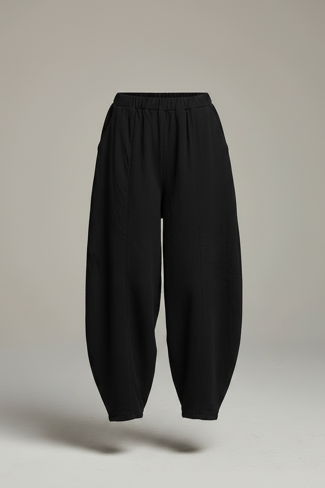 Pantalon Chinois Noir Ample Coton Lantern Femme - vue 3