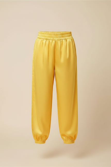Pantalon Chinois Jaune Satiné Fluide Ample Enfant - vue 3